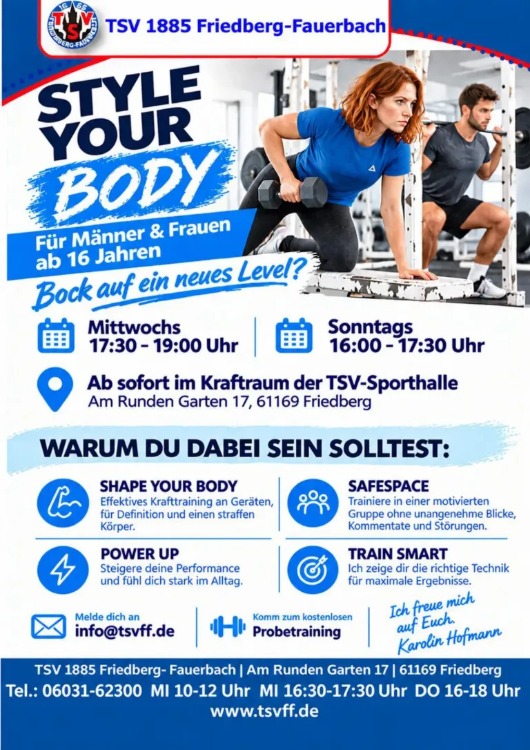 Style your Body: jetzt auch sonntags und für Männer ab 16